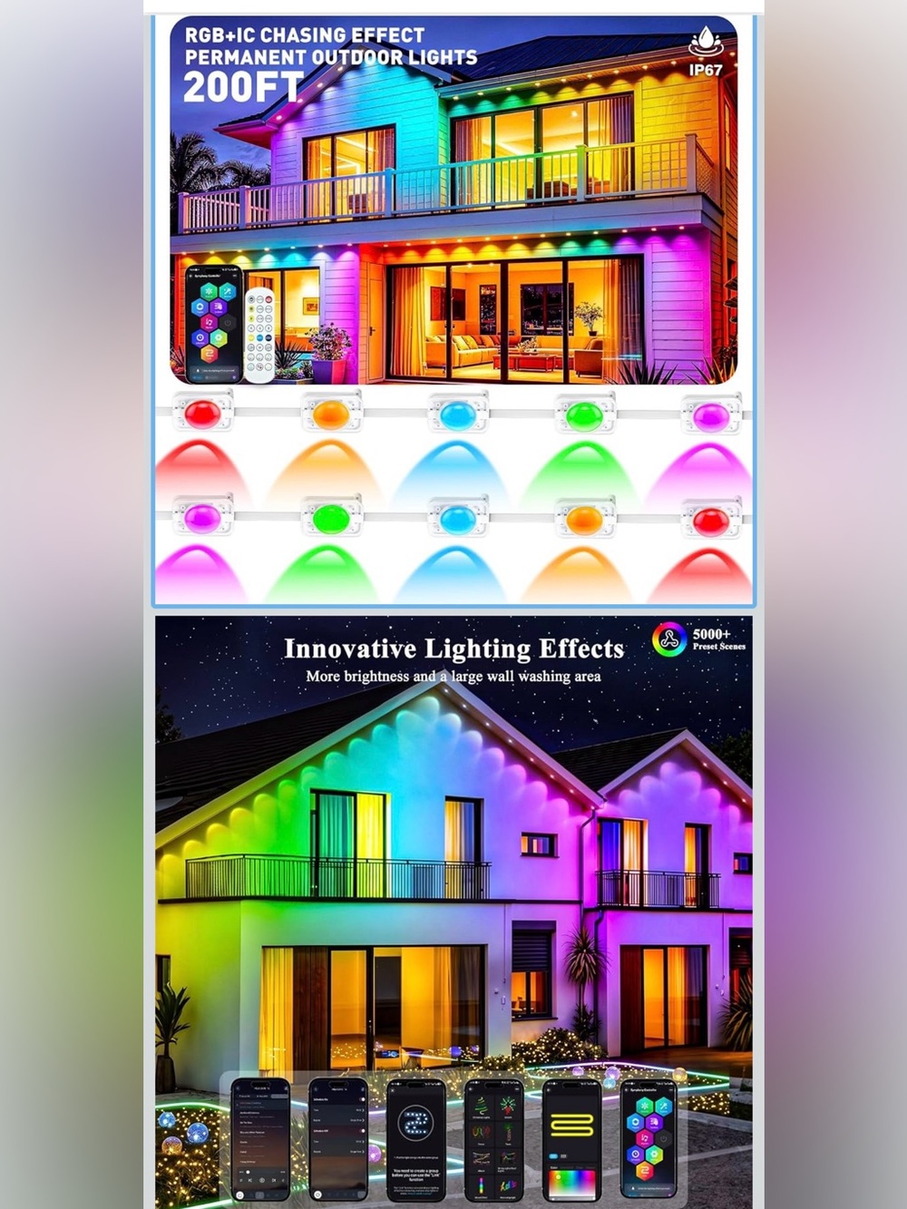 RGB Outdoor LED House Wash Lights — Multicolor Smart Party Lighting